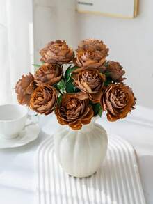 1/3/12 piezas Flores artificiales de peonía, flores de seda falsas para el Día de la Madre, San Valentín, centros de mesa de boda, fiesta nupcial, decoración de mesa de comedor, hogar, fiesta de cumpleaños, 29 cm/Sin jarrón