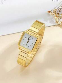 1 pezzo/set Orologio al quarzo minimalista con cinturino in acciaio, stile elegante da studente, adatto per compleanni, Ognissanti, Ringraziamento, di fine anno