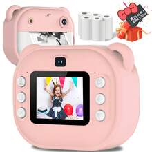 便携式即时相机，可快速输出照片，包括迷你 2.4 英寸相纸、彩色相框、DIY 相册等，48MP 超清晰照片，轻巧便携，内置闪光灯，1080P 高清视频录制，8 倍变焦防抖