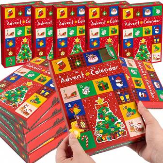 5/10 Pcs Christmas Gift Boxes 24 Grid Snowman Xmas Tree Creative Gift Box Cartoon Xmas Advent Calendar Boxes For Christmas Party Decoration Supplies