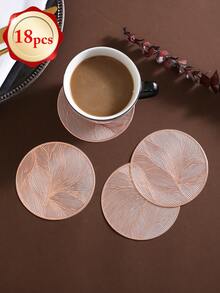 6-24pcs Gold Round PVC Coasters, Waterproof, Washable, Easy To Clean, Wipe, Anti-Slip, Tabletop Drink Coasters For Dining, Holiday, Wedding, Party Decor - Size(3.94in Round) - View 16