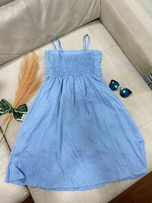 ANJO&M FASHlON Vestidos curto com renda forrado atrás com elástico tamanho M g gg  Simples - Azul - Visão 3