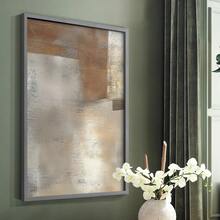 1pc Restickable Framed Modern Rustic Abstract Art Print, Wood Frame, Soft Geometric Shapes, Textured Brushwork, Contemporary Neutral Tones, Statement Wall Art Home Decor, Wall Art For Living Room, Entryway, Bedroom Art, Made In USA, Ready To Hang Art Prints - Grey - View 2
