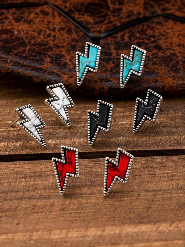 4 Stücke /1 Paar Vintage Western Stil minimalistisch zarte Nische Blitz Design Ohrstecker, geeignet für den täglichen und Feiertagsgebrauch von Frauen