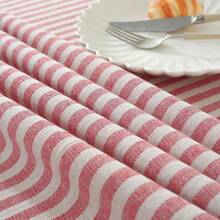 Tablecloth Striped Fringe Table Cloth Rectangular Tablecloths Cotton Linen Table Cover For Dining Coffee Buffet Kitchen Picnic Use(55x102 Inch, Red) - Red102x55Rectangular - View 6