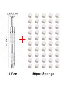 1个美甲海绵夹和50个海绵涂抹器套装，金银色海绵夹美甲抓取海绵工具，用于涂抹指甲油、化妆品和去除污垢，美甲用品，美甲工具，美甲艺术工具，返校季，美甲，美甲工具，美甲贴片工具，美甲修脚工具