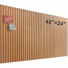 Large Cork Board Office, 8 Pack Felt Wall Tiles With Slat Wall Paneling, Felt Bulletin Board Pin Board Cork Boards Walls Tan - 深駝色 - 查看 2