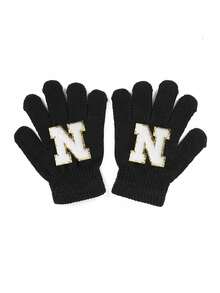 1 双儿童针织手套，带 26 个英文字母，男女通用保暖滑雪手套，Y2K 风格户外冬季手套，适合日常穿着和服装 - 黑色 - 查看 43