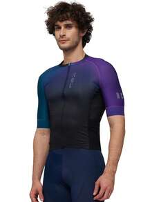 HISERWA Herren Profi Radtrikot - atmungsaktives Polyester-Strickgewebe, Rundhalsausschnitt, Kurzarm, Regular Fit, Sportoberteil für Radfahren, Angeln, Wochenend-Lässig - 93% Polyester+7% ELASTAN High Bullet, Sommer/Frühling/Herbst Kollektion - Schwarz - Übersicht 3