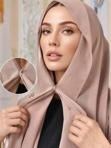 1 Stück Damen Chiffon Kapuzenschal mit Kordelzug und Magnetverschluss, Hijab Schals - atmungsaktiv & bequem für den täglichen Gebrauch zu Kleidern