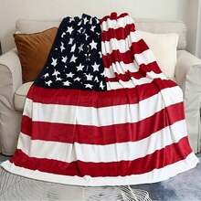 Ultra-Soft American Flag Print Flannel Blanket, Anti-Tear , All-Season Cozy Throw For Bed, Sofa, Camping, Office Machine Washable Patriotic Home Decor Gift Four Seasons Universal Multifunctional Blanket/Perfect Gift, 280GSM Blanket With Modern Aesthetic Design And 2D Printing Technology Is An Ideal Companion For Sofa Napping, Traveling Camping, Home Decoration And Office Embellishment. A Thoughtful Gift For Thanksgiving, Christmas, Valentine's Day, Father's Day, Mother's Day And Other Festivals Special Moments Such As Birthdays, Weddings, Anniversaries And More. Exclusive Gifts For Family Members, Partners, Parents, Grandparents Or Dear Friends. They Are Perfect For Beds,  Living Rooms, Offices, Beaches,Newly Expanded Themed Collections To Meet A Variety Of Styles And Scenar. - 多色8 - 查看 3