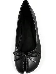 Women's Tabi Shoes Flats Split Toe Janpanese Ballet Flats Cute Black Bowknot Ballerina Shoes-2025 - 黑色 - 查看 1