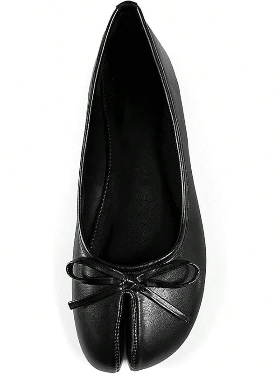 Women's Tabi Shoes Flats Split Toe Janpanese Ballet Flats Cute Black Bowknot Ballerina Shoes-2025 - 黑色 - 查看 1