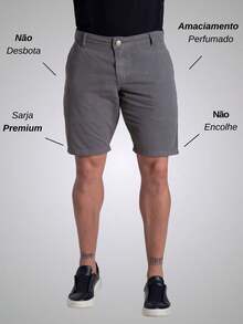 Men's Social Bermuda Shorts Classic Twill Tailored Twill Colorful Denim - Xám - Xem 2