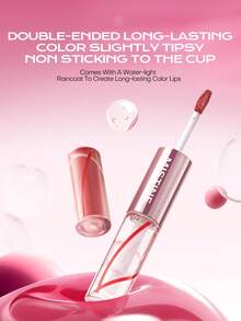 MISTINE Double Ended Lip Gloss 1.5g+1.5g Color Holding Lip Glaze Hydrating Lip Jelly Long Lasting Lipstick Lip Tint D06 Limited Edition
