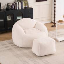 Foam Bean Bag Chairs For Adults/Teens With Filling, Bean Bag Lazy Sofa With Ultra Soft Chenille Cover, Bean Bag, Indoor & Outdoor - 白色 - 查看 10