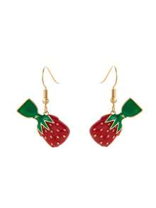 1 对精致、可爱、甜美的水果风格橄榄橙胡萝卜柠檬桃吊坠高品质女士耳环，镀 18K 金，适合送给妻子、母亲和女朋友的日常佩戴。