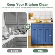 39" Kitchen Island On Wheels With Storage Cabinet Kitchen Cart Cabinet With Shelves, Cart Handle For Towel Rack Or Free Mobility, Portable Islands, - Màu xanh lam - Xem 11