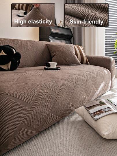 1 件提花纯色弹力全覆盖沙发套，简约风格，宠物友好，防滑防脏防刮，适合所有季节，可机洗，节日和家居装饰沙发保护套