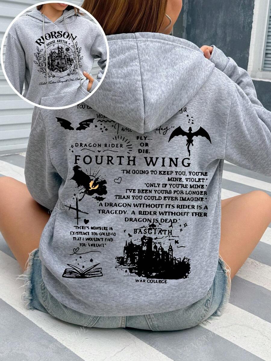 Fashion-Forward Fleece-Lined Hoodie With A Minimalist Retro Lettering Design Printed Front And Back. Perfect For Couples' Matching Outfits, Featuring A Relaxed, Plus Size Streetwear Silhouette.