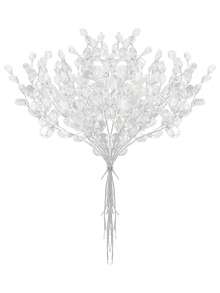 5/10/20/50件装人造花束，带亚克力珠吊坠水晶花茎枝条串珠新娘花束装饰，婚礼DIY工艺品装饰 - 白色 - 查看 6