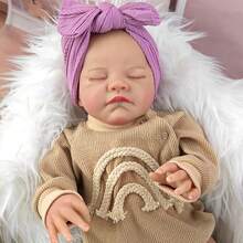 Half Glue 46cm Rebirth Doll Hand Drawn Hair With Closed Eyes Simulation Doll Soft Cloth Body Accompany Toy Creative Present