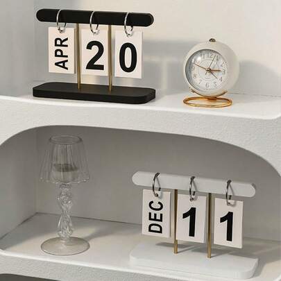 1 pieza Calendario de escritorio creativo con volteo, calendario perpetuo minimalista nórdico para actualizar un espacio de trabajo estético, decoración elegante para el hogar y la oficina