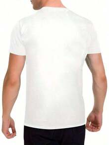 Men's Short-Sleeved, Round-Neck T-Shirt For Everyday, Casual, And Comfortable Wear. Made Of Pure Cotton With A Simple Print, Versatile And Loose-Fitting, This Fashionable Urban Clothing For Men Is Available In Plus Sizes And Is Breathable For Summer. - 白色 - 查看 3