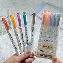 15 Color Fluorescent Pen Set Soft Water Double Headed Mark Pen Marking Note Number Pen Drawing Notebook Diary Student Stationery Office Supplies(Random Style)