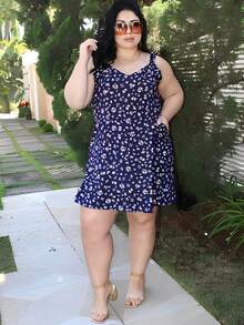 Women's Plus Size Jumpsuit Short Skirt With Printed Lining Summer - 顏色 36 - 查看 1