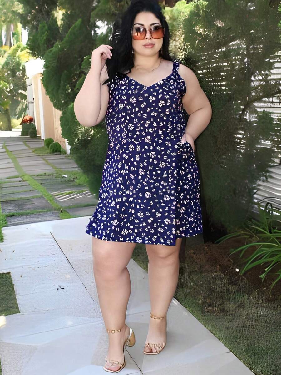 Women's Plus Size Jumpsuit Short Skirt With Printed Lining Summer - 顏色 36 - 查看 1