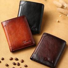 Cartera de Cuero para Hombre de Tres Pliegues con Función Antirrobo, 11 Bolsillos para Tarjetas de Crédito, Diseño Ultrafino, Gran Regalo - Marrón oscuro - Ver 2