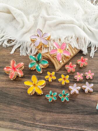 3Pcs/Set Of Zinc Alloy Enamel Lily Flower Clip, Beach Vacation Cute Girl Hair Clip, Internet Celebrity Egg Flower Temperament Hair Clip, Women's Half Tied Hair Clip Plate Hair Clip Accessories, Women's Hair Accessories, Fairy Hair Clip, The Best Gift For Friends, Teachers Halloween, Christmas (Casual Style Cardboard) Winter Hair Clutch Elegant Claw Clips