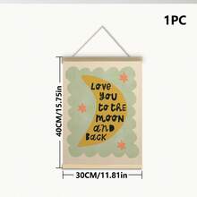 1/3 buc, Tablou de perete pe pânză, Decor de perete înrămat, Decor pentru camera copiilor, Te iubesc până la lună și înapoi, Decor de perete roz, verde, albastru, Cadou pentru bebeluși, Decor pentru creșă, Decor pentru preșcolari, Cadou de ziua de naștere, Decor de sărbători pentru copii