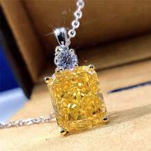 Yellow Citrine Gemstone Pendant Necklace Delicate Jewelry Engagement Wedding Party Gift For Women Girls - Màu vàng - Xem 9