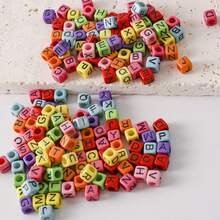 100pcs/300pcs/500pcs/700pcs Loose White Square Acrylic Letter Beads, 6x6mm, With Black Letters A-Z, For Jewelry Making And DIY Bracelets, Necklaces, Keychains