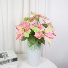 Christmas Poinsettia Flowers Rustic Poinsettias Decorative Artificial Flowers For Home Decorations - 粉色 - 查看 5