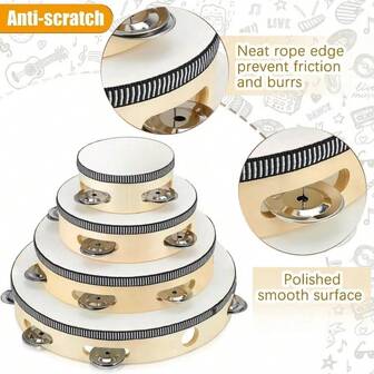 1pc Percussion Instrument Rattle Drum, Hand Shaking Bell Hand Drum, Wooden, Suitable For Halloween, Christmas, Dance Performances, Holiday Parties, Games, KTV