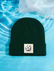 1pc Outdoor Casual Warm & Soft Stretchy Football Pattern Knit Beanie Hat, Suitable For Daily Wear, Great Gift Fall - A - View 18