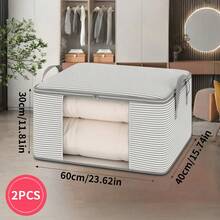 1pc/2pcs Visible Seasonal Clothes & Quilt Storage Bag, Minimalist Non-Woven Fabric Large Capacity Storage Bag, Wardrobe Storage Bag, Multipurpose Organizer Bag, Dust-Proof & Moisture-Proof, Foldable, Durable. Suitable For Home Use - Multicolor - View 16