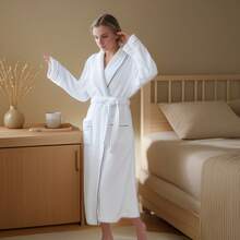Bata de baño de franela suave y cálida para mujer, otoño/invierno, bata de dormir con cuello de chal grueso, bata de ducha esponjosa y cálida, chaqueta casual para el hogar