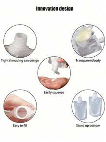 10PCS Portable Lotion Fluid Makeup Packaging Bag Cosmetic Shampoo Suction Bag Reusable Squeeze Stand Up Spout Pouch Refillable Empty Squeeze Pouch Travel Bottle