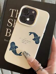 Ocean 1件装白色双鲸圣经图案全包覆TPU防震手机壳，兼容苹果16、15、14、13、12、11 Pro Max及系列 - 彩色 - 查看 3