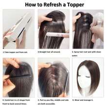 Hair Toppers For Women Fluffy Human Hair Topper 10inch Handmade Swiss Base Hairpieces 4.7* 5.1Inch No Bangs Top Extensions 360° Cover Hairloss Hair Extensions 3 Clips Topper For Women Hand-Made Top Hair Piece Middle Part With Thinning Hair - S4/27 - View 9