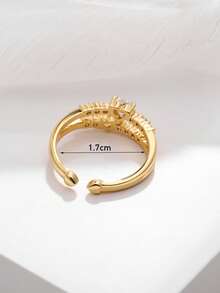 1pc Fashionable Copper Zirconia Double Layered Love Open Ring For Women's Daily Wear