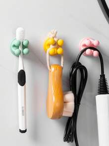 2025家居新品推荐-免钉硅胶无缝四爪墙钩，浴室牙刷牙膏剃须刀粘钩 - 彩色 - 查看 5