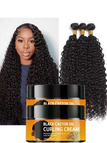 2pcs Black Castor Oil Curl Cream, Infused With Moroccan Argan Oil - Long-Lasting Frizz Control, Moisturizing Elastic Curl Styling Conditioner, Suitable For Dry And Curly Hair, Unisex - 2PCS - View 6