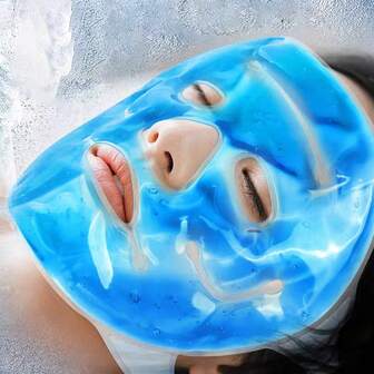 1-2 件装冷热凝胶面膜舒适可调节肩带可重复使用凝胶眼膜缓解压力放松，全面覆盖，舒缓眼部和皮肤的理想面膜面膜