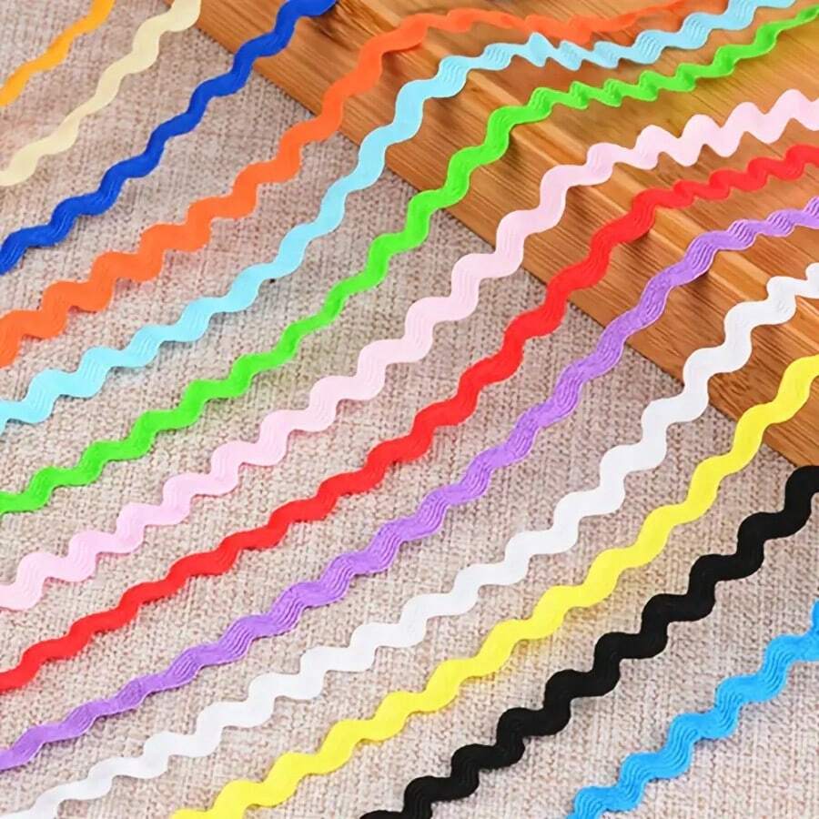 1 unidade de fita de poliéster multicolorida de 5 mm com padrão ziguezague para decoração de festas de casamento e Natal. Ideal para trabalhos manuais.
