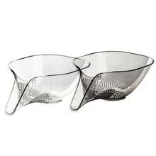 5PCS Multi-Functional Drain Bowl Drain Basket Fruit Drain Wash Tool Kitchen - Transparent White - View 2